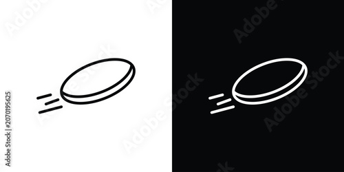 Flying disc icon. linear symbols in black and white