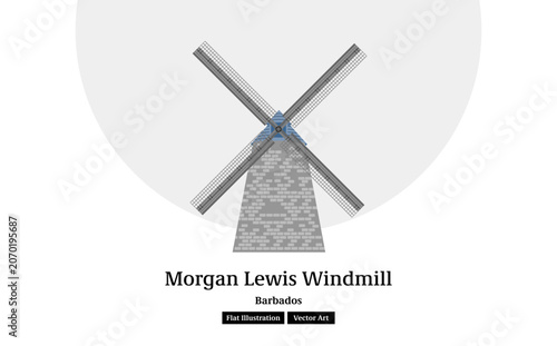 Bild auf Leinwand Morgan Lewis Windmill Barbados Vector Illustration