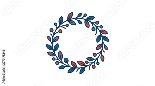 Photos Colorful floral leaf wreath decoration.