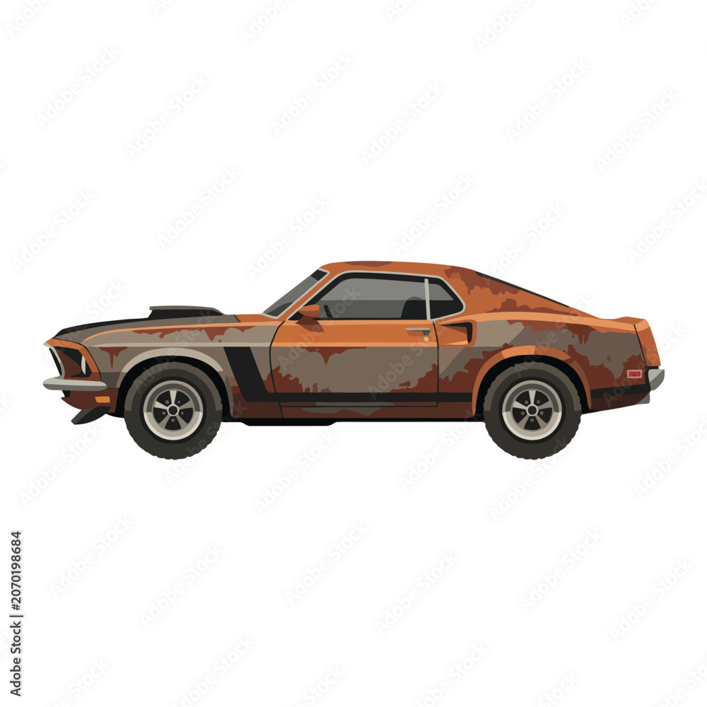 Obraz premium Rusty Vintage Sports Car Illustration - Classic Automobile Art