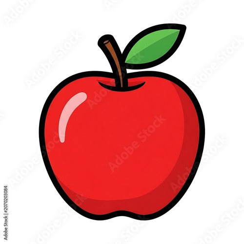 Red heart with green leaf on top symbolizing love and nature.