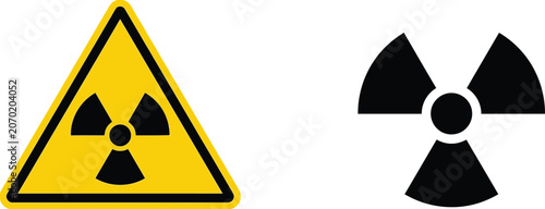 Tableau sur toile Radiation hazard warning sign and radioactive symbol icon set