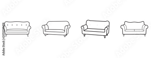 sofas with various designs and styles for furniture illustration  home decor ideas  interior design elements