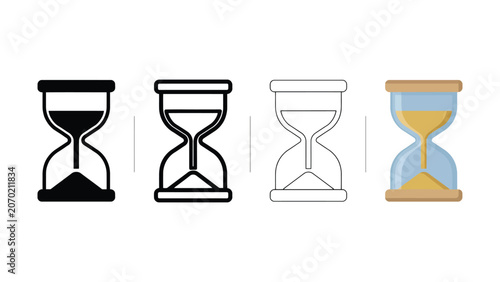 Hourglass icons in different styles and colors