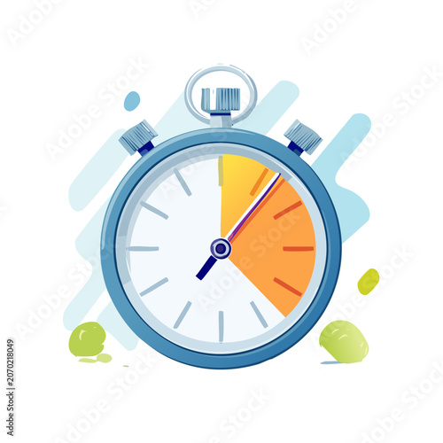 Flat illustration of a stopwatch with colorful accents