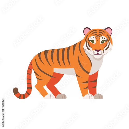 Flat illustration of a standing tiger