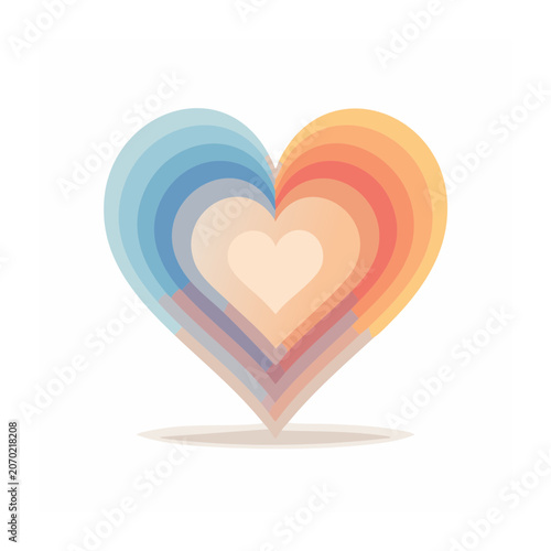 Abstract heart shape with layered colors