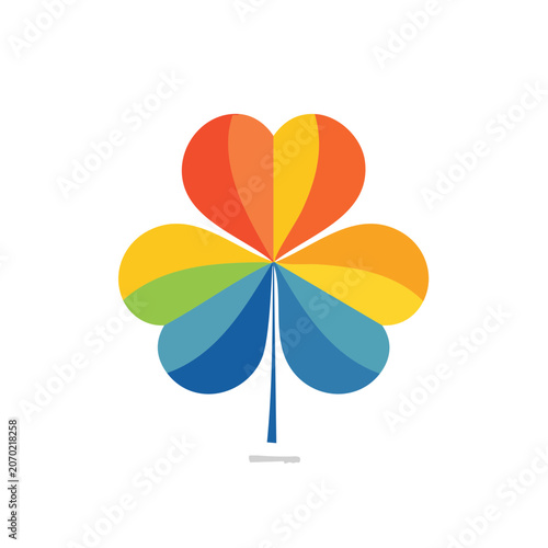 Colorful Four Leaf Clover Vector Illustration