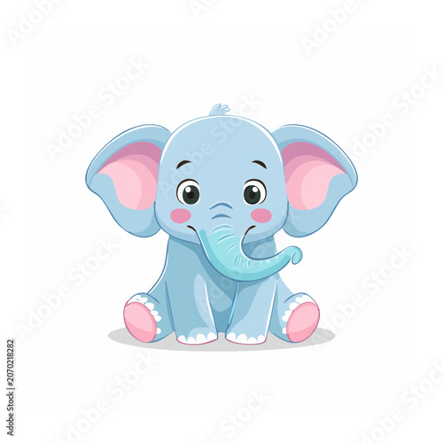 Cute cartoon baby elephant vector illustration