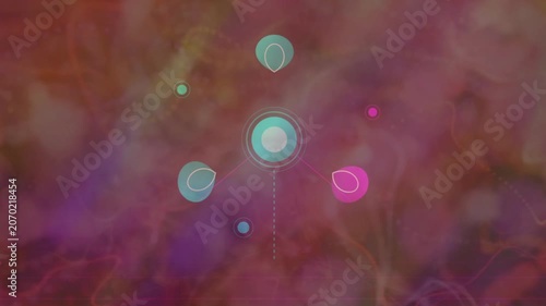 Abstract digital motion graphic with rotating circular interface elements