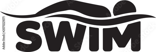 Modern Swim Wave Typography Vector