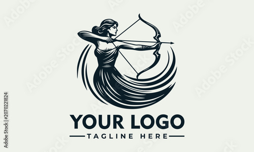 Obraz na płótnie Elegant Female Archer Vector Logo Illustration Design Concept for Branding and B