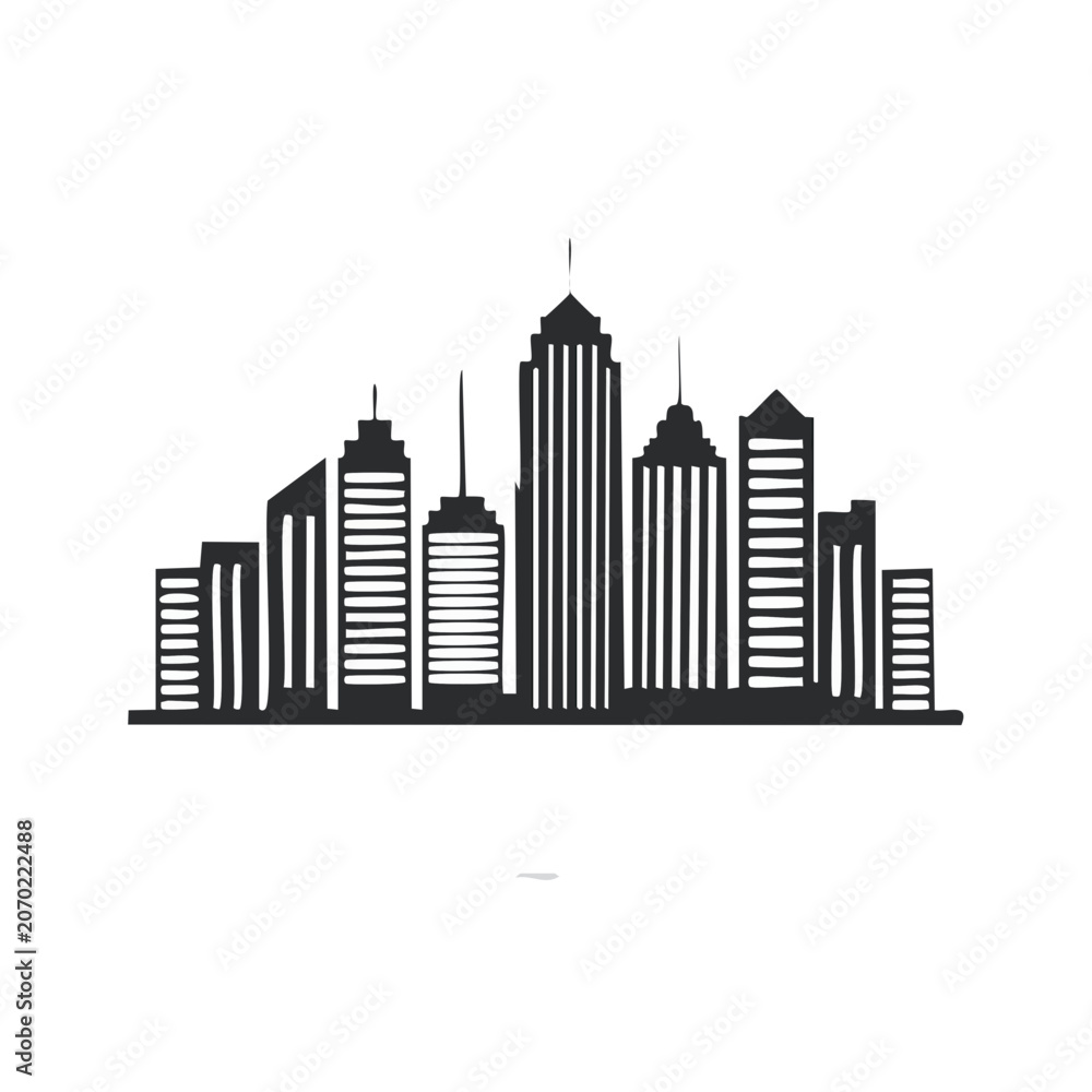 Obraz premium Flat Design City Skyline Silhouette Vector