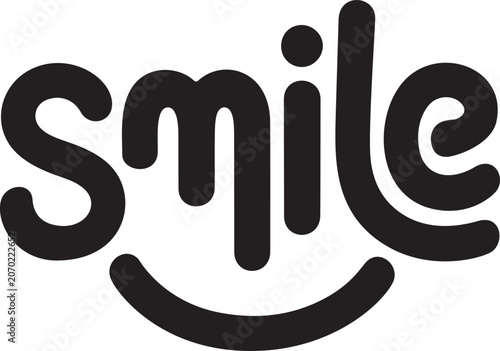 Minimalist Smile Line Typography Vector