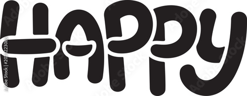 Playful Happy Bubble Typography Vector