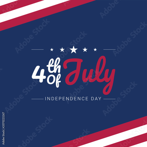 4th of July Independence Day Celebration Banner with American Patriotic Colors Vector Design