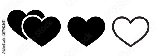 Vector hearts icon. Flat illustration of hearts isolated on white background. Icon vector illustration sign symbol.