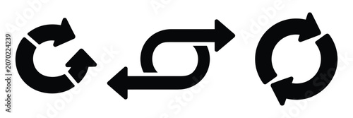 Foto thin reverse arrow icon pack, replace exchange and switch symbols, minimalist outline arrows for refresh and reload actions, simple modern vector illustration isolated on white background
