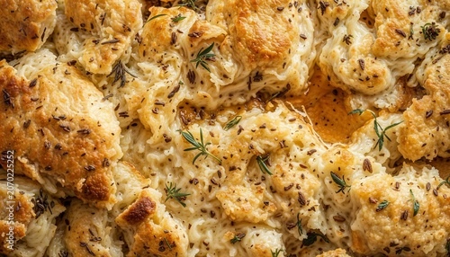 Fresh baked savory herb roasted chicken pieces with crispy golden skin, homemade
