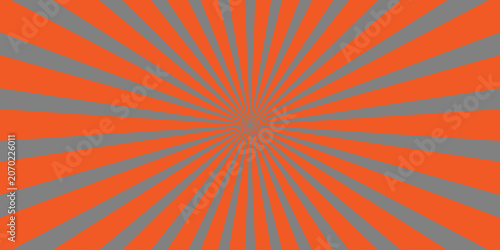 Retro sunburst background with orange and grey rays