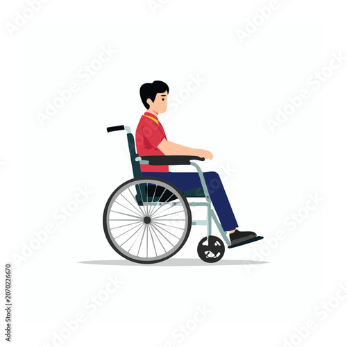 Man in wheelchair flat vector illustration
