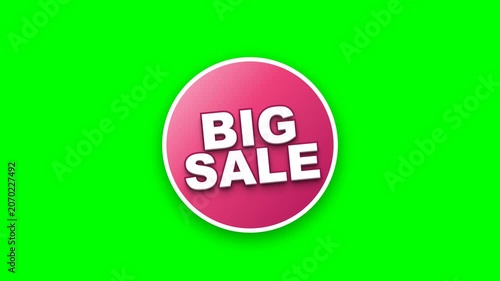 Big Sale Pink Badge Isolated on Green Screen Background