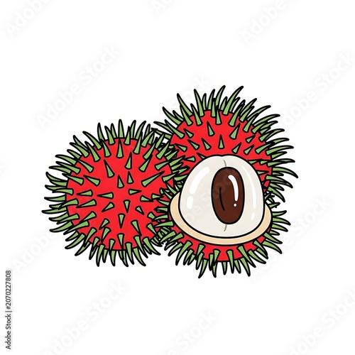 Abstract red sunburst with black center design.