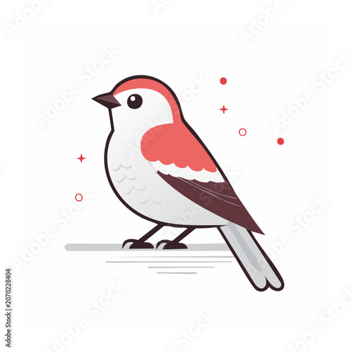 Flat illustration of a red and white bird
