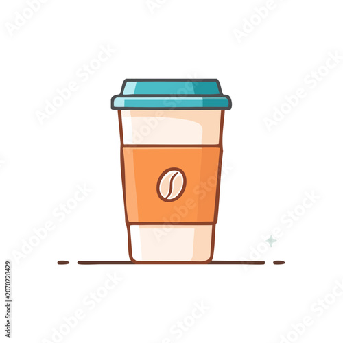 Flat illustration of a takeaway coffee cup with lid