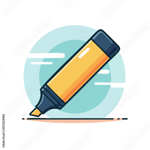 Flat illustration of a yellow highlighter pen