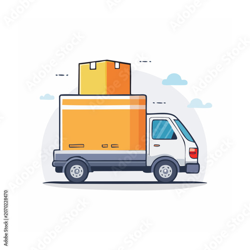 Flat illustration of delivery truck with cargo boxes