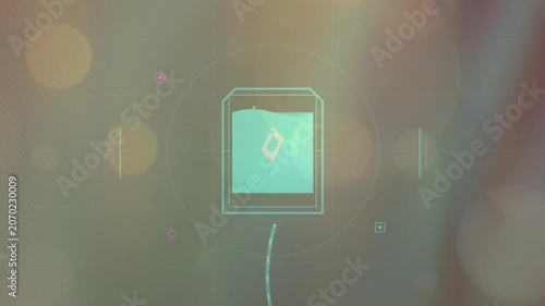 Animated Medical IV Drip Bag Icon with Digital HUD Interface Overlay