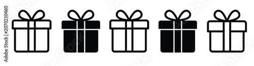 Photos Gift box icon row alternating filled outlined design