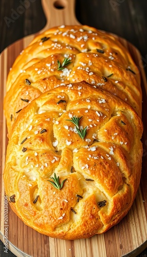 Freshly Baked Braided Bread with Rosemary and Sea Salt