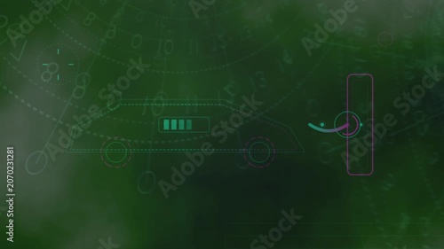 Digital charging interface with electric car outline and futuristic HUD