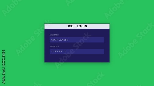 User Login Interface Form Animation with Chroma Key Green Screen Background