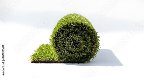 Two Green Moss Rolls on White Background for Landscaping and Decor.
