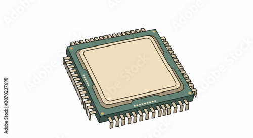 Bild auf Leinwand A detailed illustration of a central processing unit, featuring a beige square c
