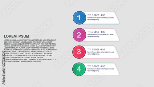 Obraz na plátně 4-Step Numbered List Banner Infographic Template for Business Presentation