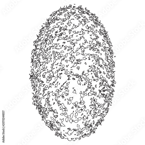 Fotografie Abstract oval shape outlined by countless small leaves creating unique natural texture