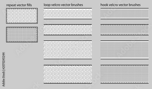 Obraz na plátne Velcro Hook and Loop Fastener Vector Brushes and Pattern Fills for Fashion CAD