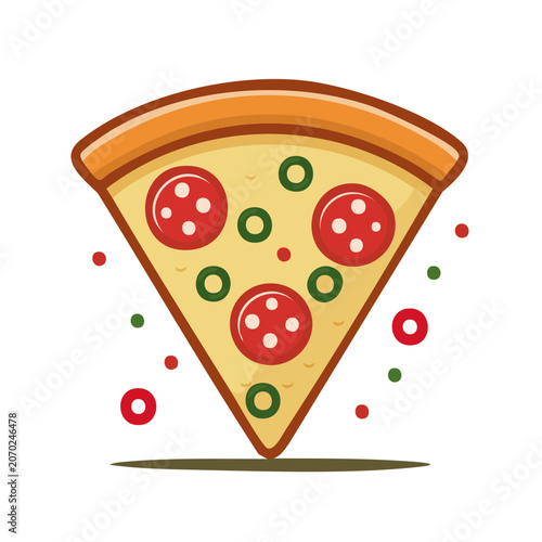 Flat illustration of a pizza slice with toppings