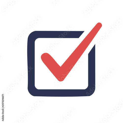 Red checkmark in blue square checkbox icon
