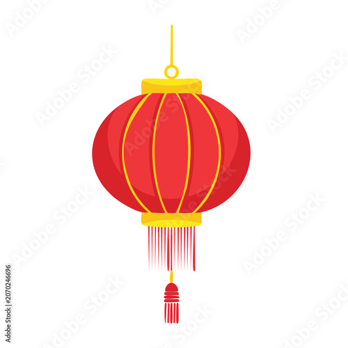 Red Chinese Lantern with Tassel Illustration
