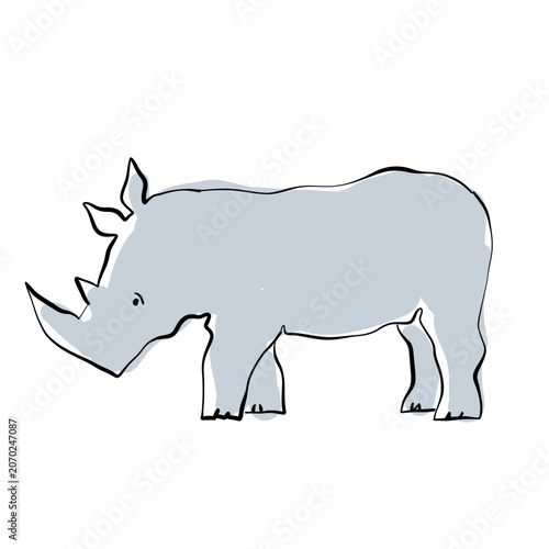 Photography Safari rhinoceros cute illustration in doodl style
