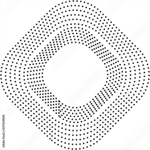 Abstract Halftone Dot Circle Frame — Geometric Monochrome Pattern for Backgrounds and Graphic Design
