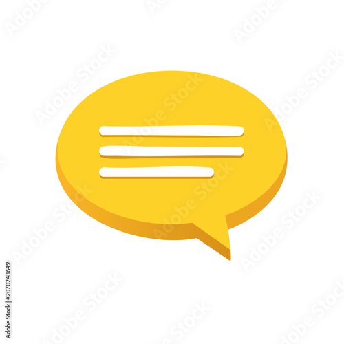 Yellow speech bubble icon with three lines