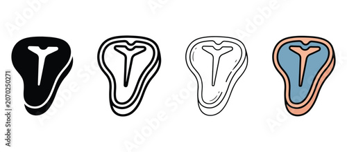 Foto Four different style illustrations of abstract shapes resembling a pelvis or a s