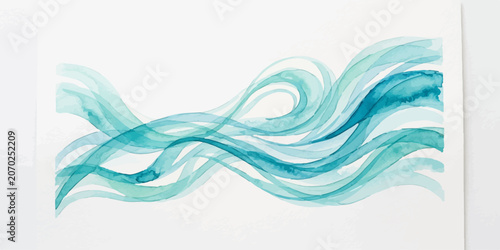 Turquoise watercolor wavy lines abstract texture with blue green watercolor turquoise abstract painting artistic gradient background illustration handpainted decorative wallpaper creative