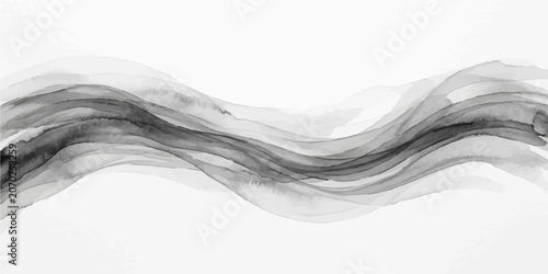 Abstract charcoal gray watercolor wave brush stroke on white background with watercolor abstract charcoal minimalist monochrome background creative movement illustration backdrop horizontal